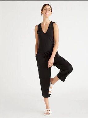 Quince Sleeveless Black V-Neck Jumpsuit